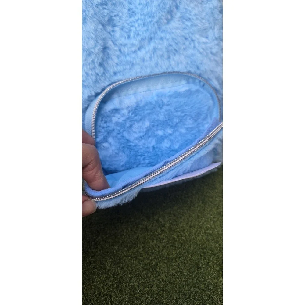 Kids Plush Blue Character Backpack Faux Fur Mini Bag Cartoon School Travel Bag